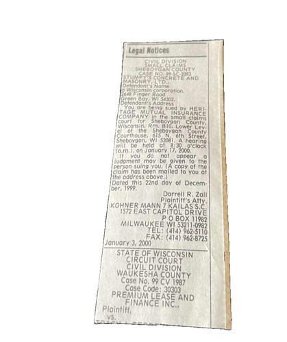 Legal notice stumpy concrete - legal,