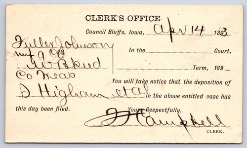 Antique legal notice postal