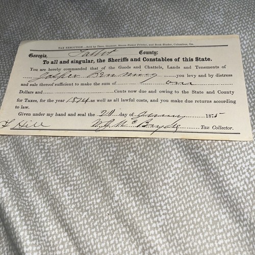 Antique 1874 tax - 1874, execution