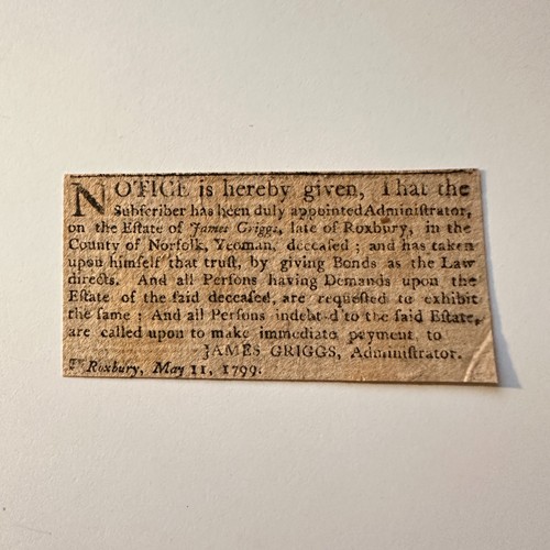 Legal notice may - may, 1799